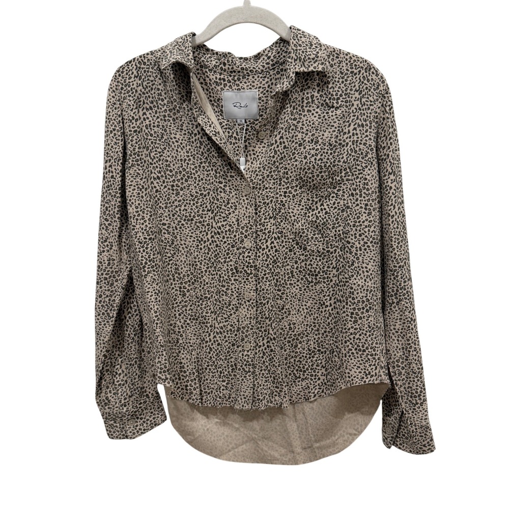 Rails‎ Jungle Leopard Print Button Down Shirt Tan Black XS 702-725-1687